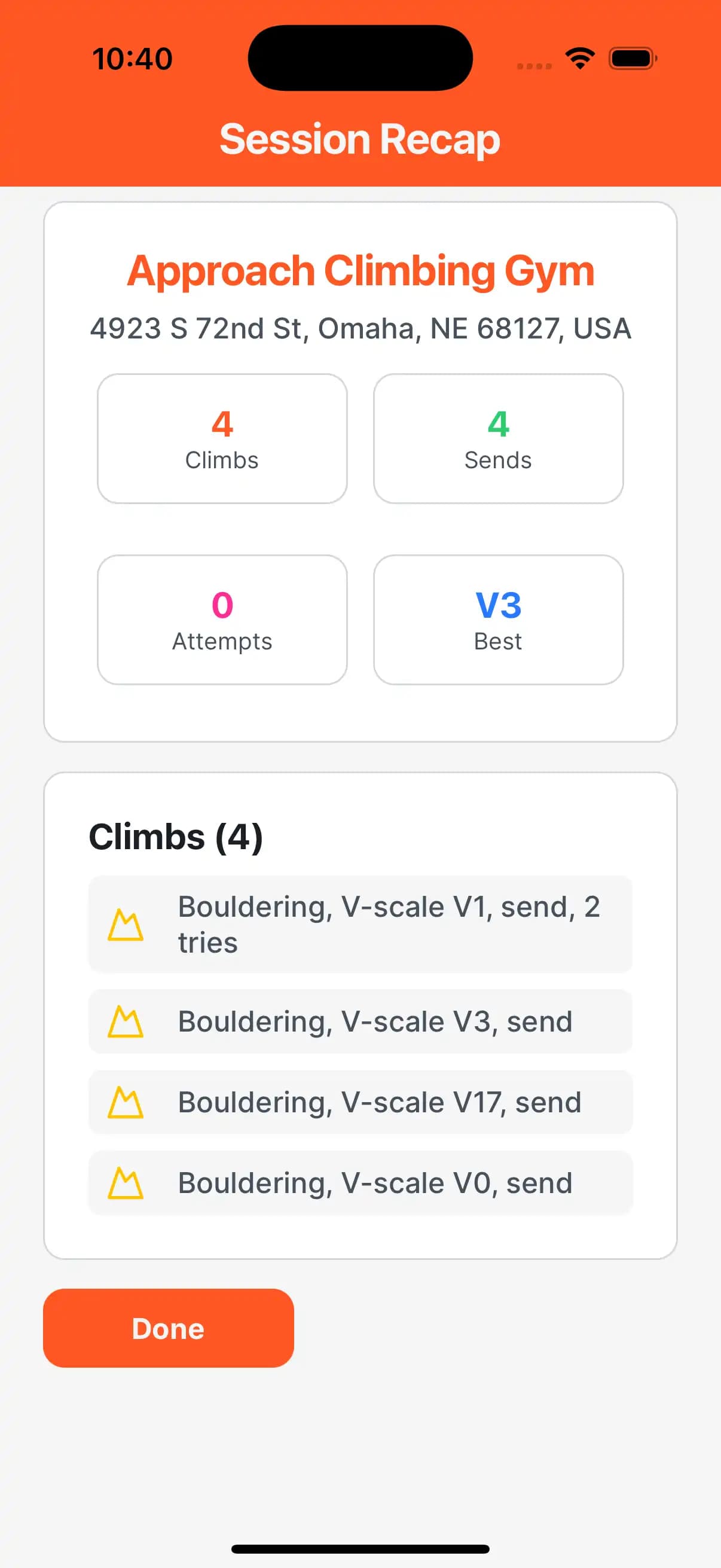 Beta Flow session recap analytics screen